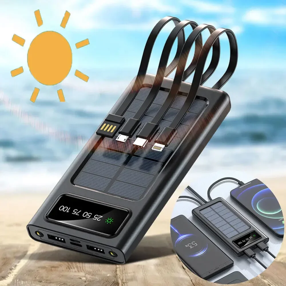 200000mAh Solar Power Bank 4-USB Cable - Image 3