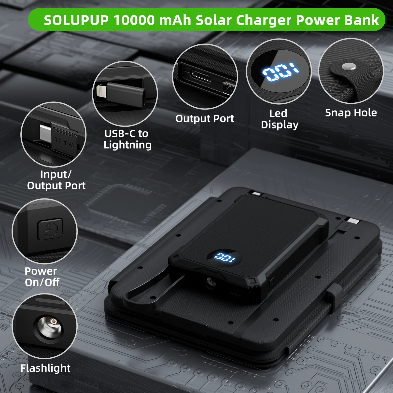 15W Magnetic Wireless 10000mAh Solar Power - Image 4