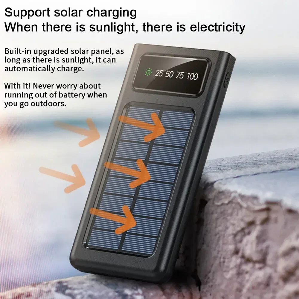 200000mAh Solar Power Bank 4-USB Cable - Image 4