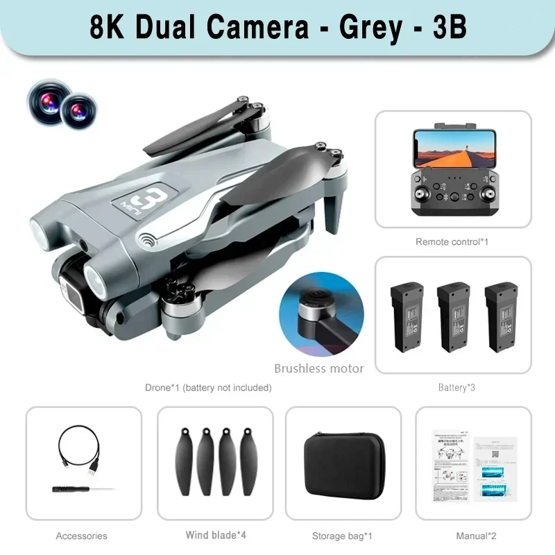 Z908 Pro Max GPS Drone Brushless 8K HD Dual Camera