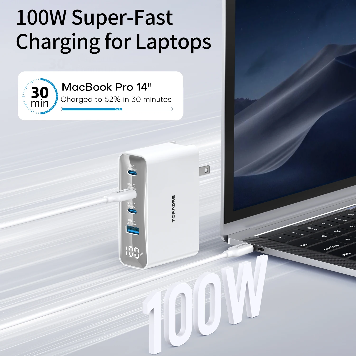 100W USB C Travel Charger, 4-Ports Foldable - Image 4